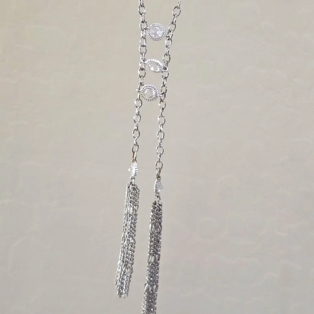 Vintage Silver Tassle Western Style Stone Accents Long 29